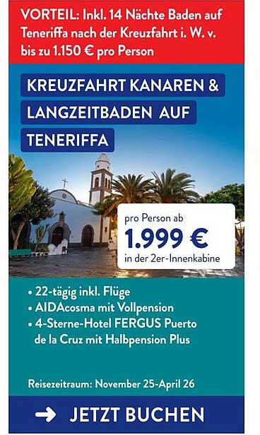 Kreuzfahrt Kanaren & Langzeitbaden auf Teneriffa