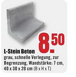 L-Stein Beton grau mit schneller Verlegung
