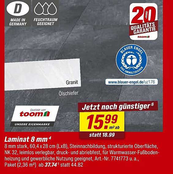 Laminat 8 mm – Granit-Optik, feuchtraumgeeignet