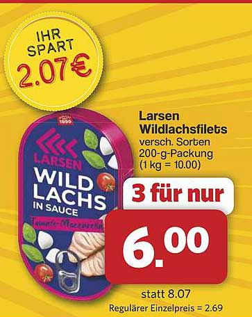 Larsen Wildlachsfilets 200-g-Packung - 3 für nur 6,00 €