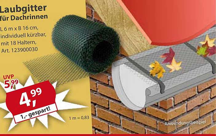Laubgitter für Dachrinnen 6 m x B 16 cm, individuell kürzbar