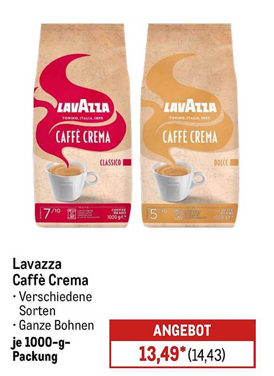 Lavazza Caffè Crema - Ganze Bohnen in verschiedenen Sorten