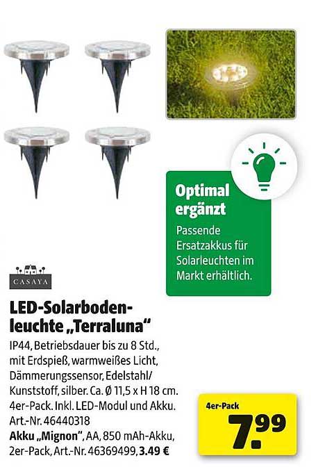 LED-Solarbodenleuchte „Terraluna“ - 4er-Pack