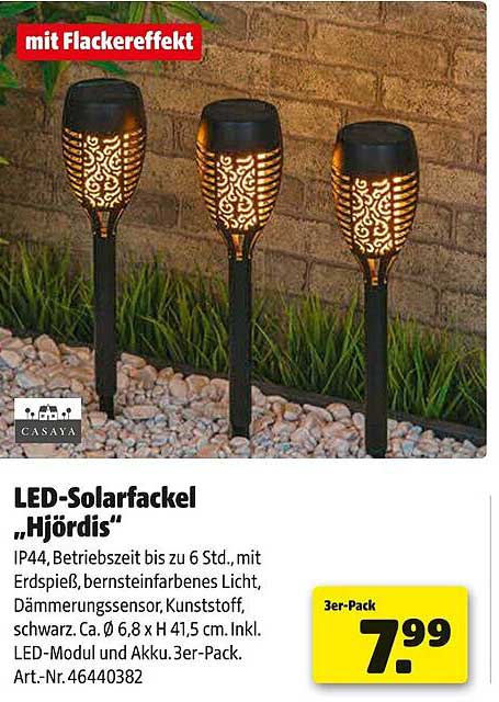 LED-Solarfackel „Hjördis“ 3er-Pack