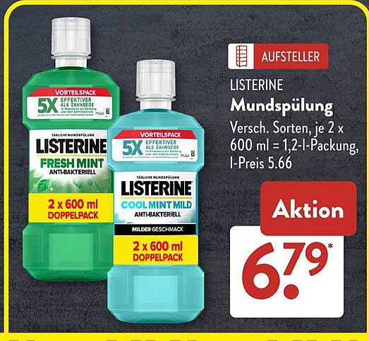 LISTEINE Mundspülung Doppelpack - Fresh Mint & Cool Mint Mild