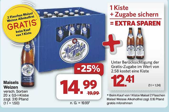 Maisels Weizen Bierkasten - 25% Rabatt auf das Lieblingsbier!
