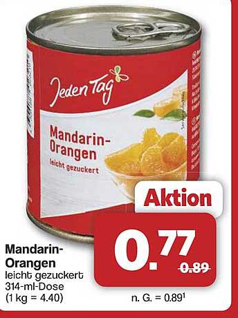 Mandarin-Orangen leicht gezuckert 314-ml-Dose
