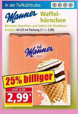Manner Waffelhörnchen - 25% günstiger!
