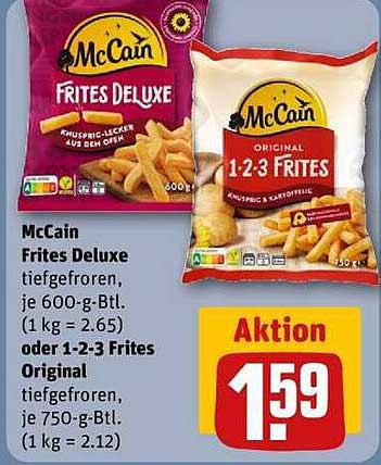 McCain Frites Deluxe und 1-2-3 Frites Original, je 600 g bzw. 750 g
