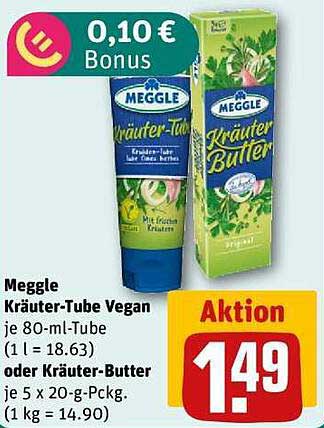 Meggle Kräuter-Tube Vegan oder Kräuter-Butter