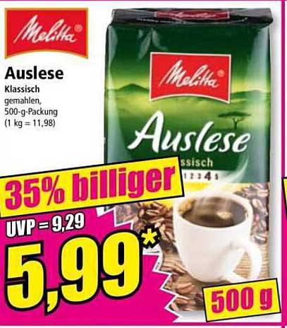 Melitta Auslese Klassisch gemahlen, 500-g-Packung