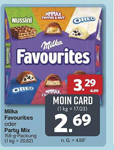 Milka Favourites oder Party Mix 158-g-Packung