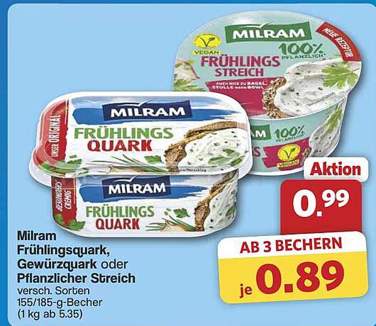 Milram Frühlingsquark, Gewürzquark oder Pflanzlicher Streich