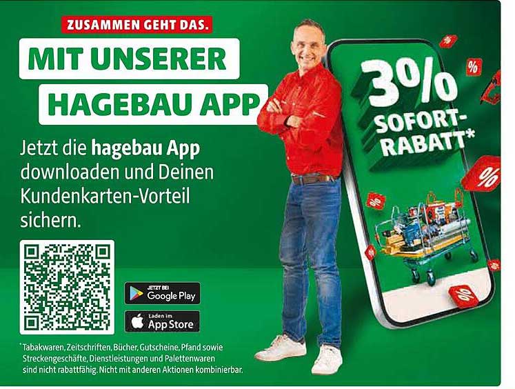Mit unserer hagebau App: Jetzt 3% Sofortrabatt sichern!