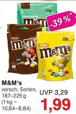 M&M's verschieden Sorten, 187-225 g