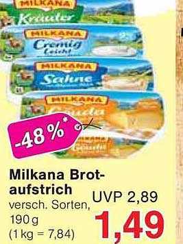 Molkerei Milkana Brotaufstrich – Verschiedene Sorten, 190 g