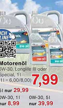Motorenöl 5W-30, Longlife III oder Special, 1l