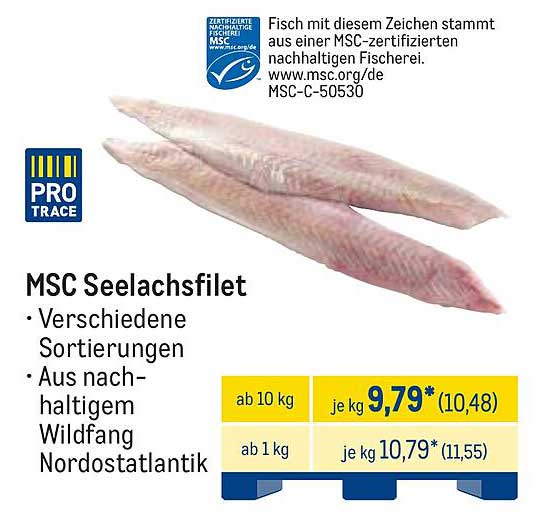 MSC Seelachsfilet - Verschiedene Sortierungen