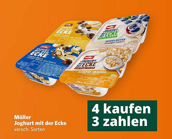 Müller Joghurt mit der Ecke - für nur 4 kaufen, 3 zahlen!