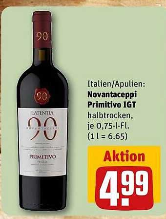 Novantaceppi Primitivo IGT halbtrocken, je 0,75-l-Fl.