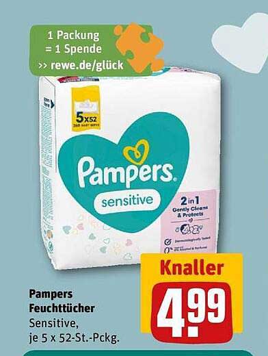 Pampers Feuchttücher Sensitive, je 5 x 52-St.-Pckg.