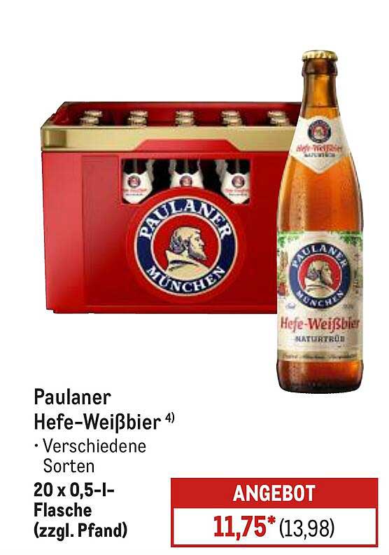 Paulaner Hefe-Weißbier 20 x 0,5-Liter-Flasche (zzgl. Pfand)