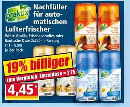 praktix Nachfüller für automatischen Lufterfrischer 2x250-ml-Packung