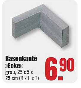 Rasenkante »Ecke« grau, 25 x 5 x 25 cm