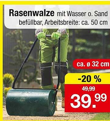 Rasenwalze mit Wasser oder Sand befüllbar, Arbeitsbreite: ca. 50 cm