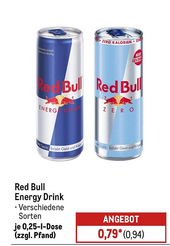 Red Bull Energy Drink - Verschiedene Sorten
