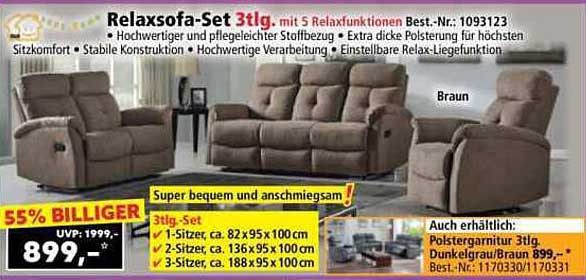 Relaxsofa-Set 3tlg. mit 5 Relaxfunktionen
