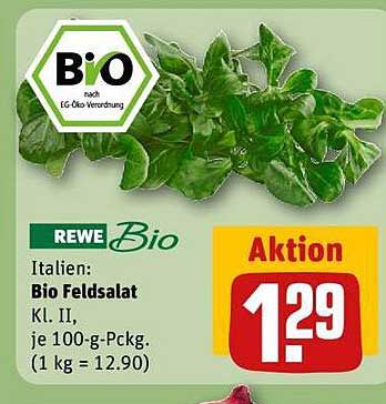 REWE Bio Feldsalat Kl. II – 100 g für nur 1,29 €