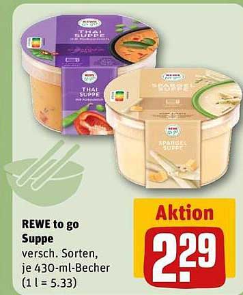 REWE to go Suppe, verschiedene Sorten, je 430-ml-Becher