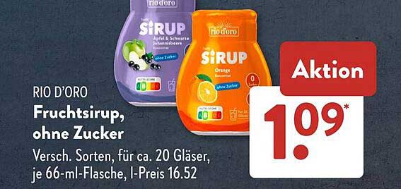RIO D'ORO Fruchtsirup, ohne Zucker