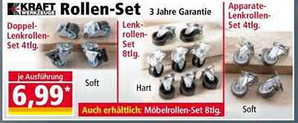 Rollen-Set - 4-tlg. Doppel-Lenkrollen-Set