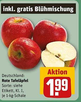 Rote Tafeläpfel - je 1-kg-Schale für nur 1,99 €
