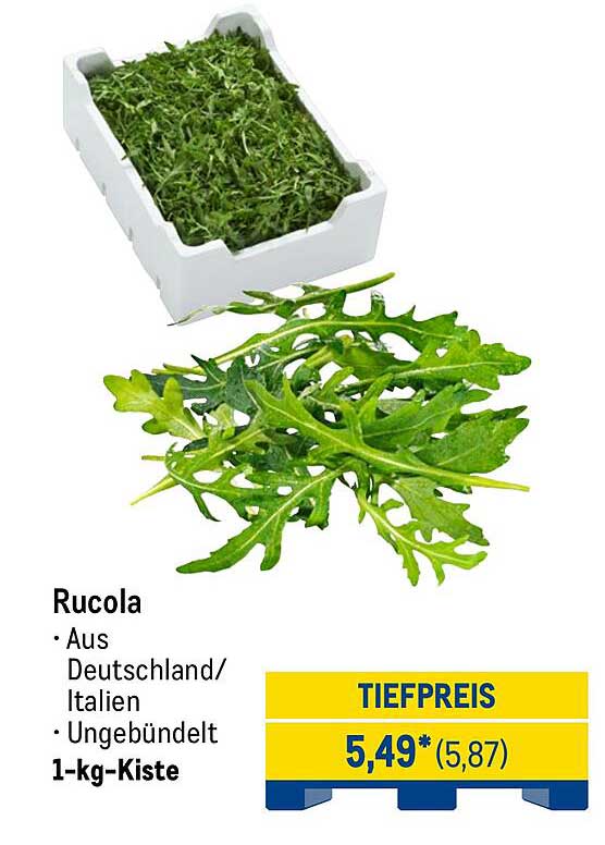 Rucola – 1-kg-Kiste, aus Deutschland/Italien, ungebündelt