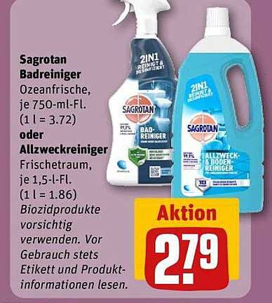 Sagrotan Badreiniger Ozeanfrische und Allzweckreiniger Frischtraum