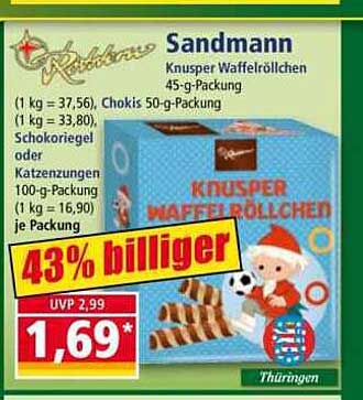 Sandmann Knusper Waffelröllchen 45-g-Packung