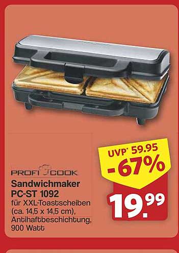 Sandwichmaker PC-ST 1092 – XXL-Toast für Gourmets