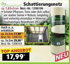 Schattierungsnetz ca. 1,83 x 5 m - TOP ANGEBOT