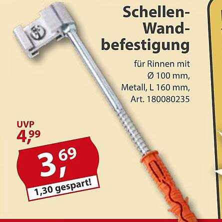 Schellen-Wandbefestigung für Rinnen mit Ø 100 mm, Metall, L 160 mm
