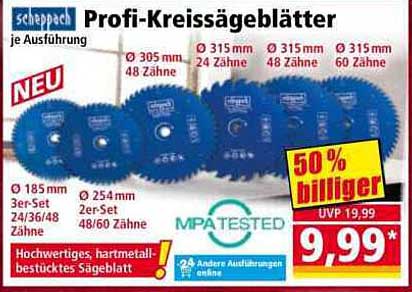 Scheppach Profi-Kreissägeblätter – 50% günstiger