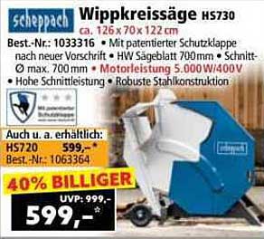 Scheppach Wippkreissäge HS730 – Hochwertige Schnitte zum besten Preis