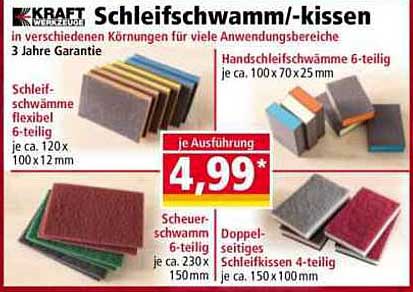 Schleifschwamm/-kissen in verschiedenen Körnungen