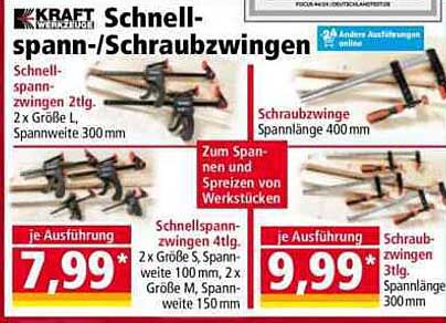 Schnellspann-zwingen 2tlg. und Schraubzwingen