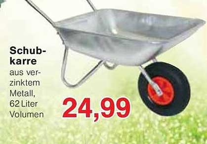 Schubkarre aus verzinktem Metall, 62 Liter Volumen