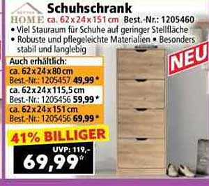 Schuhschrank 62 x 24 x 151 cm - 41% billiger!