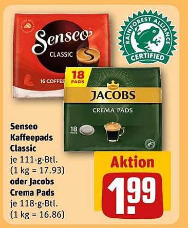 Senseo Kaffeepads Classic oder Jacobs Crema Pads