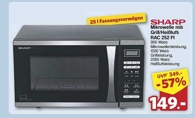 SHARP Mikrowelle mit Grill/Heißluft RAC 252 FI - 57% Rabatt!
